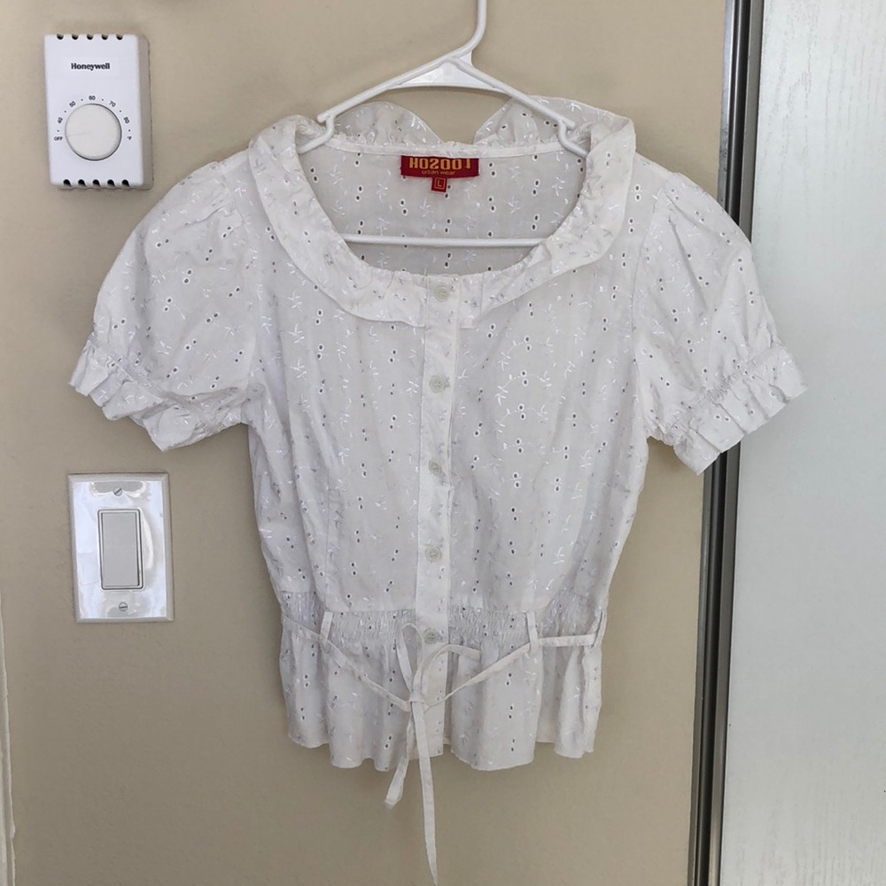 White lace eyelet top size large